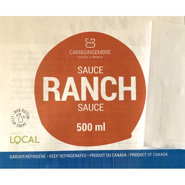 Ranch sauce Cari & Gingembre Aliments du Québec