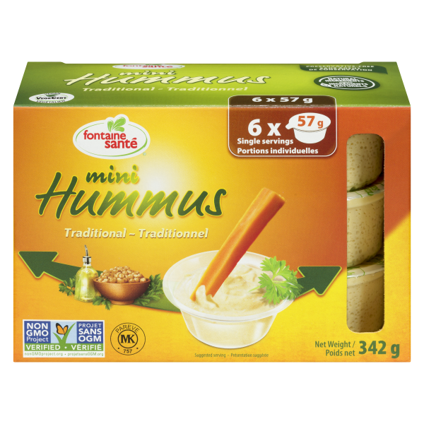 Hummus Mini Traditionnel 6x57g Aliments Fontaine Santé Inc