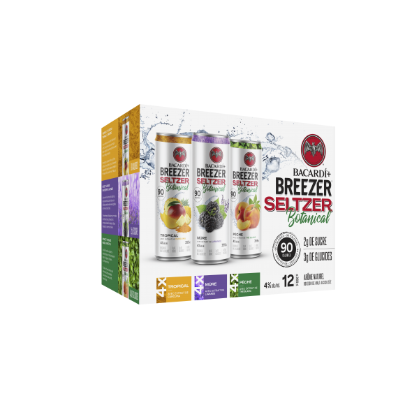 Bacardi Breezer Seltzer Botanical Caisse mixte BROUEALLIANCE INC