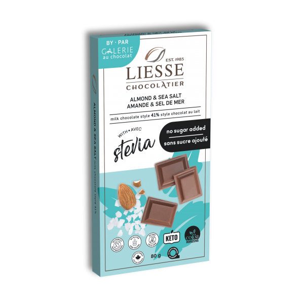 No Sugar Added Almond & Sea Salt Milk Chocolate Style Galerie au