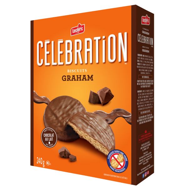 Biscuits graham enrobés de vrai chocolat au lait Biscuits Leclerc