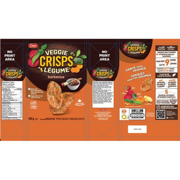 Veggie Crisps BBQ Aliments Dare Limitée Aliments du Québec