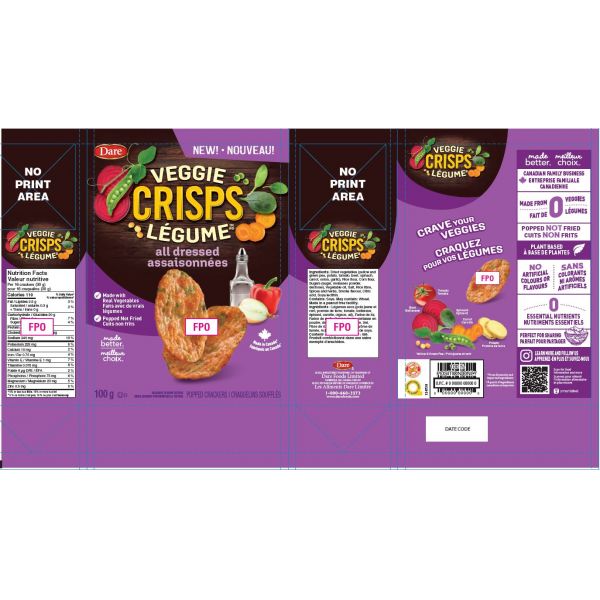 Crips légume assaisonnées Aliments Dare Limitée Aliments du Québec