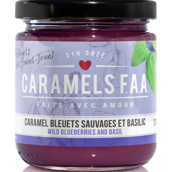 Caramel bleuets sauvages & basilic CARAMELS F.A.A. Aliments du Québec