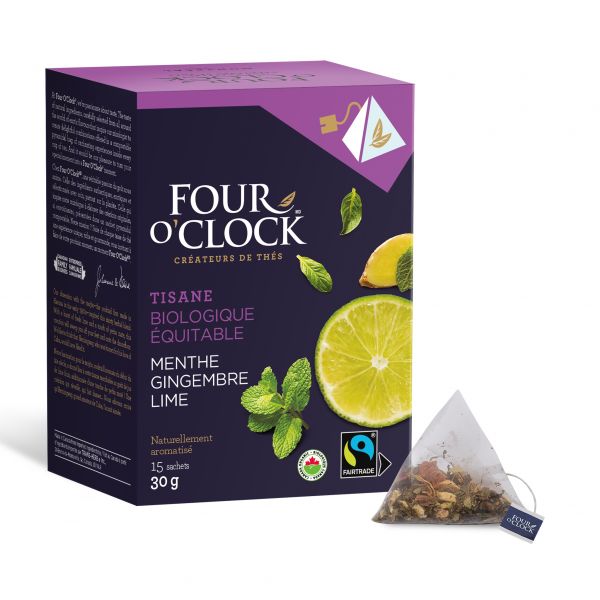 Tisane menthe gingembre et lime biologique équitable TransHerbe Inc