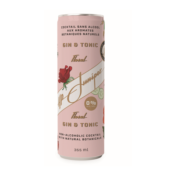 Gin tonic floral sans alcool HP Juniper Aliments du Québec